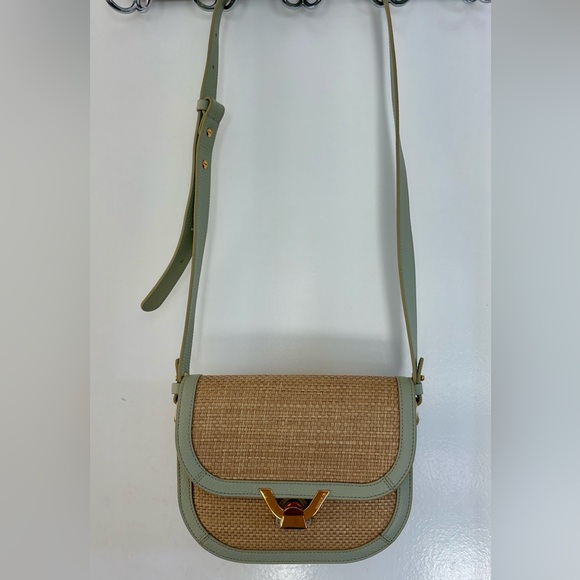 Coccinelle Dew Straw Small Bag – Raffia & Celadon Leather – Made in Italy – NWOT - Picture 4 of 12